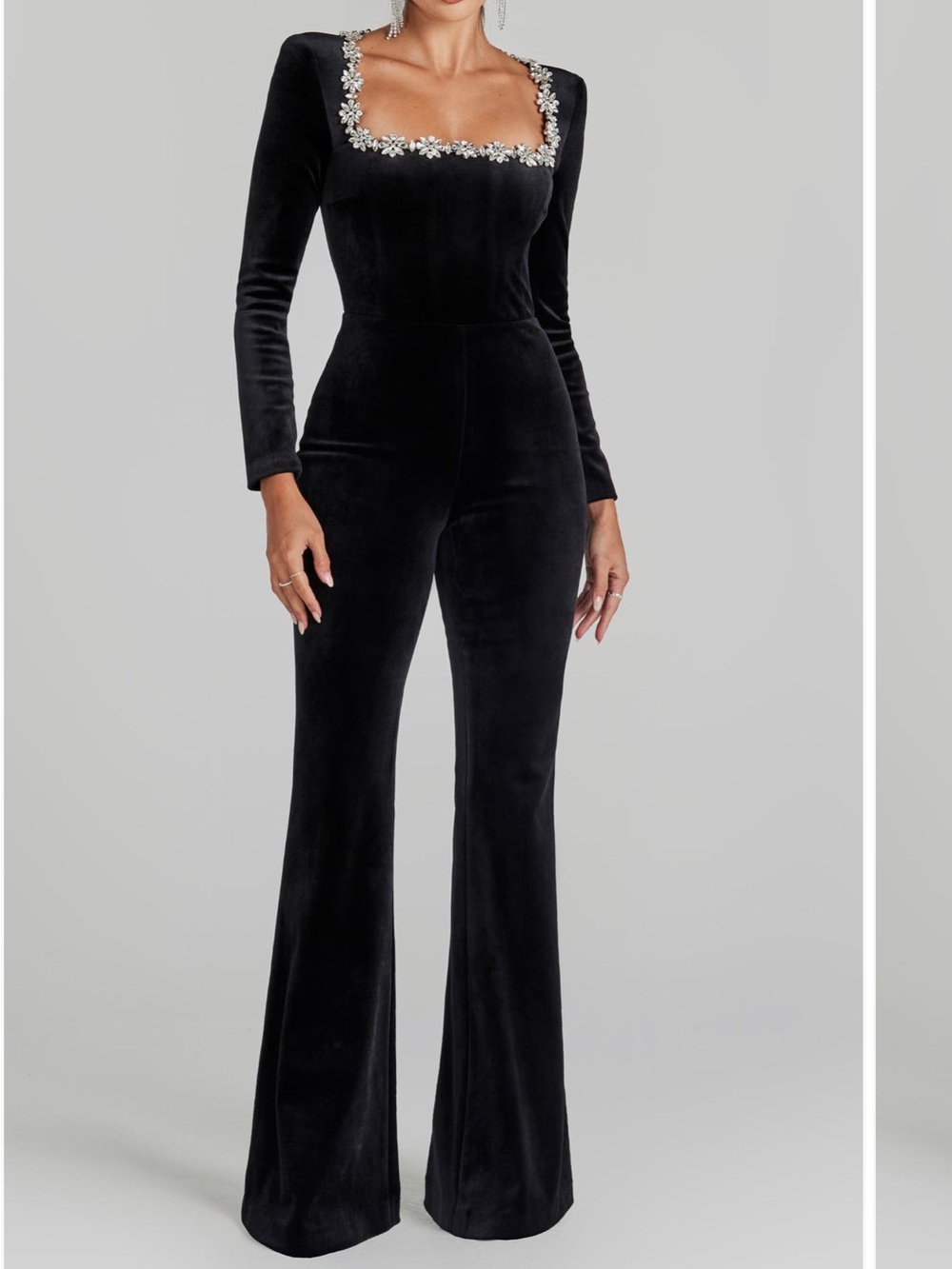 Nadine Merabi Kimberly Velvet Jumpsuit Black